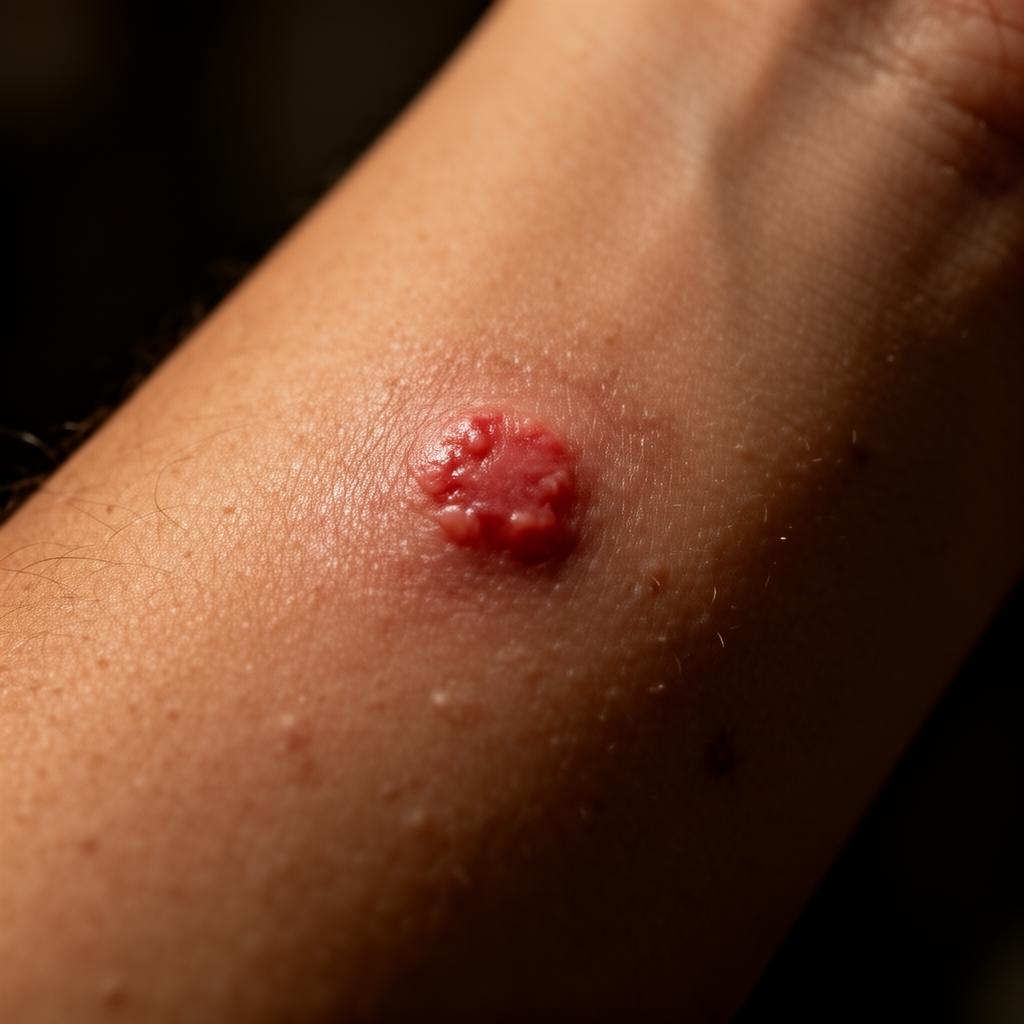 Single raised lesion — documented for comparison over weeks.